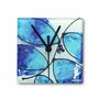 Clocks - Leaf light blue-dark blue wall clock 13x13 cm - CARNEOL GLASS