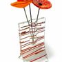 Vases - Small transparent vase with red-orange stripes with flowers - CARNEOL GLASS