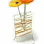 Vases - Small transparent 8x13 cm vase with orange-yellow stripes and with 3 small flowers - CARNEOL GLASS