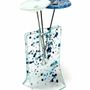 Vases - Light blue-dark blue spotty vase with 3 small flowers - CARNEOL GLASS