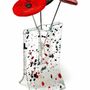 Vases - Red-black spotty vase with 3 small flowers - CARNEOL GLASS