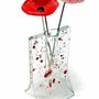 Vases - Small transparent 8x13 cm red-white spotty vase with 3 small flowers - CARNEOL GLASS