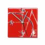 Horloges - Horloge murale rouge géométrique 13x13 cm - CARNEOL GLASS