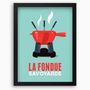 Affiches - Affiche encadrée La Fondue : Bleu - COSYNÉVÉ - MOUNTAIN POSTERS