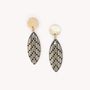 Jewelry - Yellow MOP post earrings with oval pendant - Madam Bogolan - NATURE BIJOUX