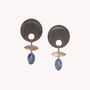 Bijoux - Boucles d'oreilles poussoir top ébène gris grand modèle - Skala - NATURE BIJOUX