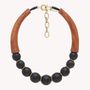 Bijoux - Collier court corne et bois de batong - Cannelle - NATURE BIJOUX