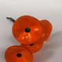Floral decoration - Small Glass Flower For Outside In Orange On Flexible Stem - CARNEOL GLASS
