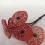 Floral decoration - Small Glass Flower in Transp.-Red On Flexible stem - CARNEOL GLASS