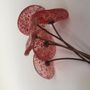 Floral decoration - Small Glass Flower in Transp.-Red On Flexible stem - CARNEOL GLASS