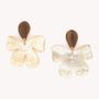 Bijoux - Boucles d'oreilles poussoir grand modèle fleur nacre dorée - Fioria - NATURE BIJOUX