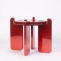 Other tables - Ipanema Side Table in Red Lacquered Wood and Brass Details - DUISTT