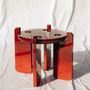 Other tables - Ipanema Side Table in Red Lacquered Wood and Brass Details - DUISTT