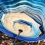 Floral decoration - Dark blue-white (large) swirling outdoor glass flower - CARNEOL GLASS