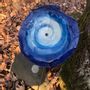 Floral decoration - Dark blue-white (large) swirling outdoor glass flower - CARNEOL GLASS