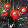 Floral decoration - Red-White large (18cm) swirling outdoor flower - CARNEOL GLASS