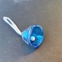 Other Christmas decorations - Large metal dark blue glass bell on elegant ribbon hanger - CARNEOL GLASS