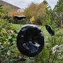 Floral decoration - Medium size funnel shaped glass flower for outdoor use in black colour with 1 meter stainless steel stem - CARNEOL GLASS
