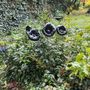 Floral decoration - Medium size funnel shaped glass flower for outdoor use in black colour with 1 meter stainless steel stem - CARNEOL GLASS