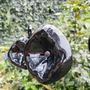 Floral decoration - Medium size funnel shaped glass flower for outdoor use in black colour with 1 meter stainless steel stem - CARNEOL GLASS