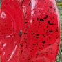 Floral decoration - Funnel shaped glass flower in red, black color - CARNEOL GLASS