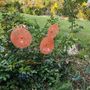 Floral decoration - Large size glass flower for outdoor use in transparent, orange, red colour with 1 meter stainless steel stem - CARNEOL GLASS