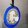 Other Christmas decorations - Blue hand-painted elf with bag glass ornament - CARNEOL GLASS