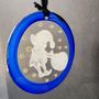 Other Christmas decorations - Blue hand-painted elf with bag glass ornament - CARNEOL GLASS