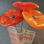 Vases - Petit vase serti de 3 fleurs en transparent-rouge-orange - CARNEOL GLASS