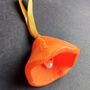 Other Christmas decorations - Large orange glass bell on elegant ribbon hanger - CARNEOL GLASS