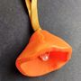 Other Christmas decorations - Large orange glass bell on elegant ribbon hanger - CARNEOL GLASS