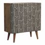 Sideboards - Artisan Furniture Solid Wood Edessa Bone Inlay Oak-ish Cabinet, 2 Shelves, Nordic Legs, Black and White Pattern, Brown - ARTISAN FURNITURE