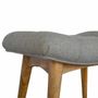 Benches - Artisan Furniture Solid Wood Curved Tweed Bench, Upholstered, Nordic Legs, Grey and Brown - ARTISAN FURNITURE