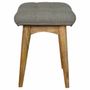 Benches - Artisan Furniture Solid Wood Curved Tweed Bench, Upholstered, Nordic Legs, Grey and Brown - ARTISAN FURNITURE