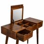 Other tables - Artisan Furniture Solid Wood Chestnut Foldable Mirror Table, 2 Drawers, 4 Storage Compartments with mirror, Dark Brown - ARTISAN FURNITURE
