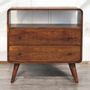 Chests of drawers - Artisan Furniture Solid Wood Curved Nordic Charm Chest, 2 Drawers, 1 Open Slot, Dark Brown - ARTISAN FURNITURE