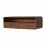 Console table - Artisan Furniture Solid Wood Floating Chestnut Open Console, 2 Drawers, 1 Shelf, Dark Brown - ARTISAN FURNITURE