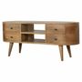 Meubles TV - Artisan Furniture en bois massif Arrondi Meuble TV, 4 Tiroirs, 2 Étagères, Marron - ARTISAN FURNITURE