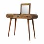 Autres tables  - Artisan Furniture en bois massif Chêne clair Rond Dressing Table, 3 Tiroirs et Pliable Miroir, Beige - ARTISAN FURNITURE