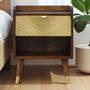 Night tables - Artisan Furniture Solid Wood Manila Gold One Drawer Nightstand, 1 Shelf, Darl Brown & Golden - ARTISAN FURNITURE