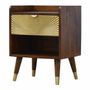 Night tables - Artisan Furniture Solid Wood Manila Gold One Drawer Nightstand, 1 Shelf, Darl Brown & Golden - ARTISAN FURNITURE