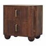 Night tables - Artisan Furniture Solid Wood Marlowe Fluted Nightstand, 2 Drawers, Dark Brown - ARTISAN FURNITURE
