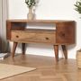 TV stands - Artisan Furniture Solid Wood Mini Rounded Entertainment Unit, 1 Drawer and Open Shelf, Beige - ARTISAN FURNITURE