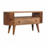 TV stands - Artisan Furniture Solid Wood Mini Rounded Entertainment Unit, 1 Drawer and Open Shelf, Beige - ARTISAN FURNITURE