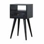 Night tables - Artisan Furniture Solid Wood Mini Ash Black Nightstand, 1 Drawer, 1 Open Slot, Ash Black - ARTISAN FURNITURE
