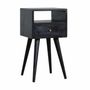 Night tables - Artisan Furniture Solid Wood Mini Ash Black Nightstand, 1 Drawer, 1 Open Slot, Ash Black - ARTISAN FURNITURE