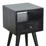 Night tables - Artisan Furniture Solid Wood Mini Ash Black Nightstand, 1 Drawer, 1 Open Slot, Ash Black - ARTISAN FURNITURE