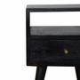 Night tables - Artisan Furniture Solid Wood Mini Ash Black Nightstand, 1 Drawer, 1 Open Slot, Ash Black - ARTISAN FURNITURE