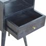 Night tables - Artisan Furniture Solid Wood Mini Ash Black Nightstand, 1 Drawer, 1 Open Slot, Ash Black - ARTISAN FURNITURE