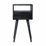 Night tables - Artisan Furniture Solid Wood Mini Ash Black Nightstand, 1 Drawer, 1 Open Slot, Ash Black - ARTISAN FURNITURE